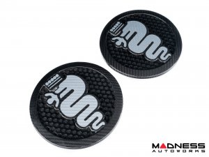 Alfa Romeo 4C Carbon Fiber Speaker Grill Covers - Alfa Logo in White Alfa Romeo 4C Carbon Fiber Speaker Grill Covers - Alfa Logo in White